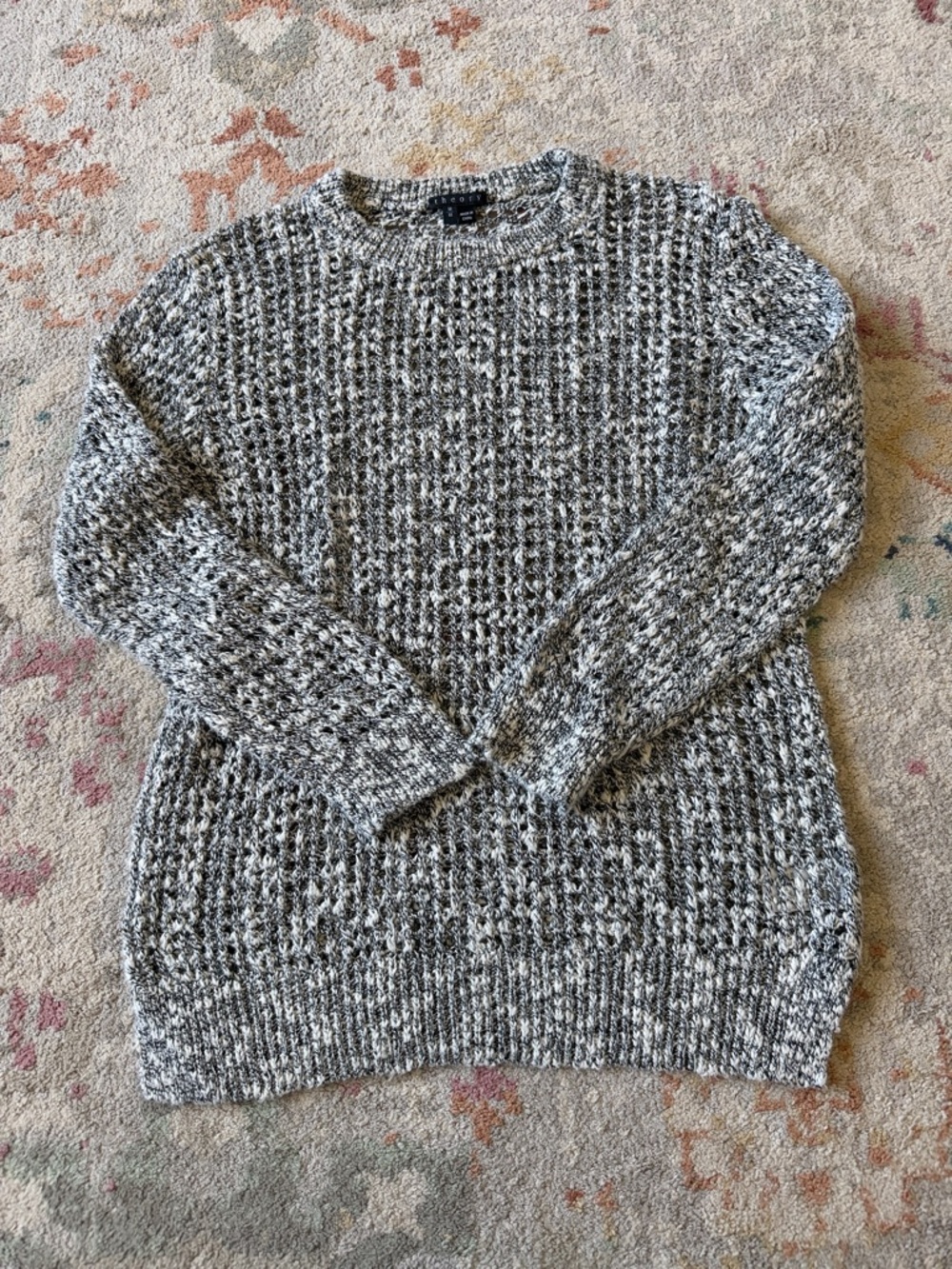 Theory Marled Black & White Crewneck Sweater